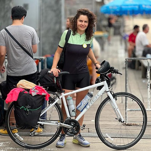 Agueda Peña with her bike