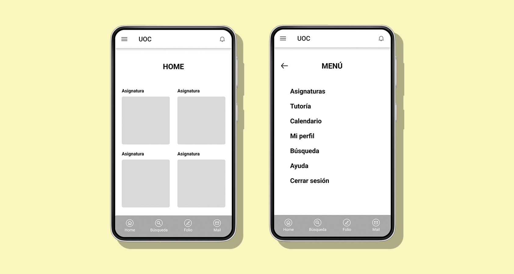Prototype of the UOC's app